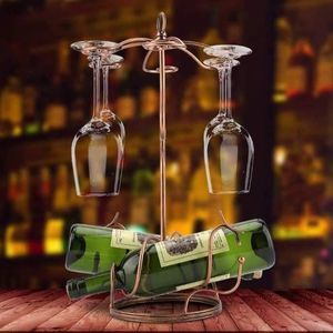 Manoch Wine Rack 2 Bottle 6 Glass Holder - Copper Color